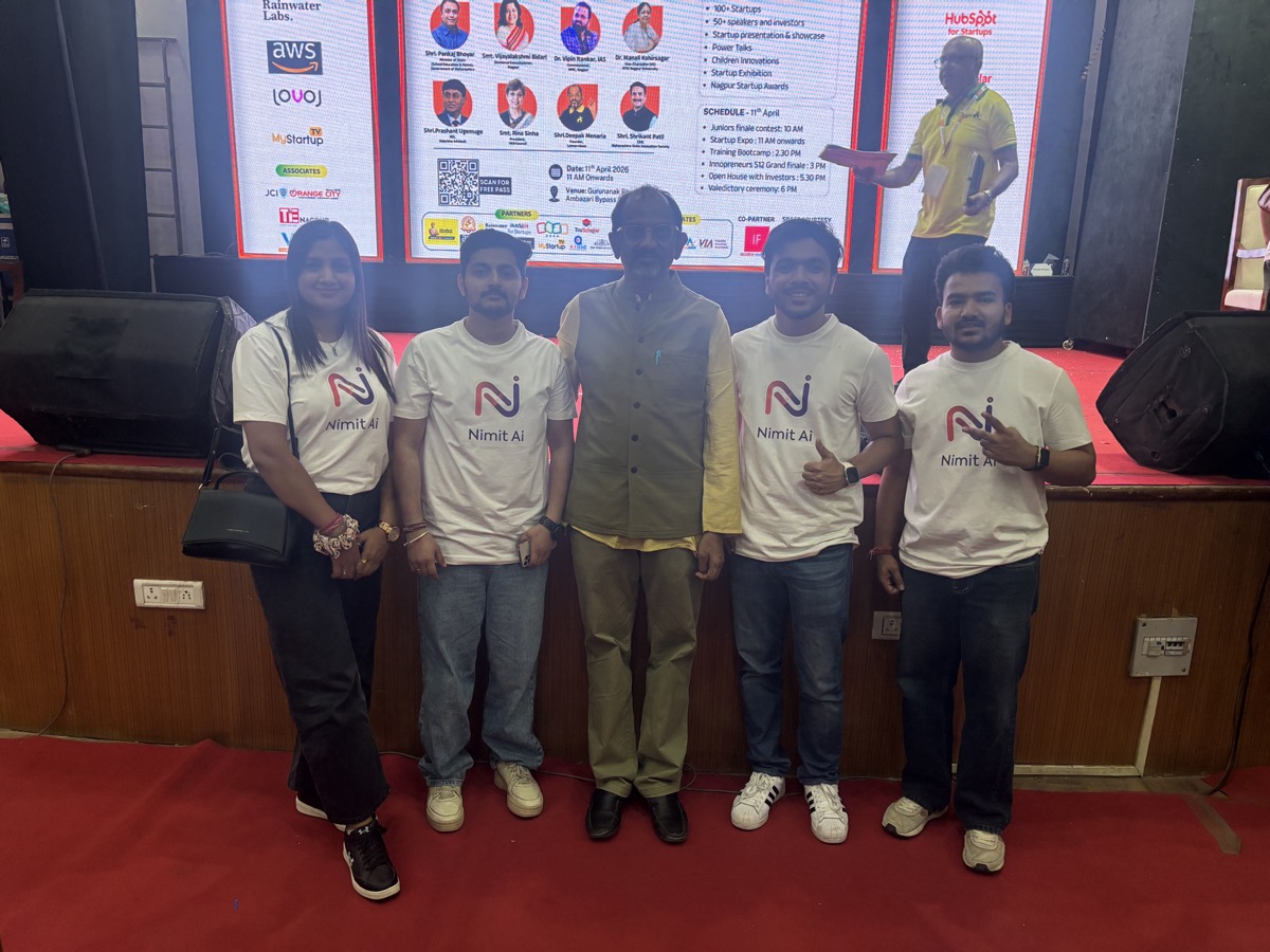 Nimitai team with Deepak Menaria, founder of Lemon Ideas, at Innopreneurs Season 12 Viksit Bharat Conclave Nagpur