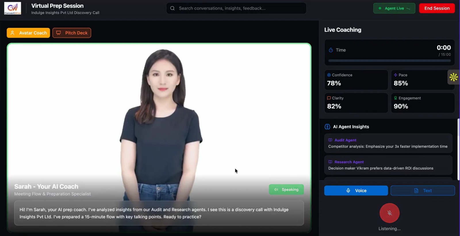 AI analyzing sales call patterns — talk ratios, objection detection, and deal risk signals