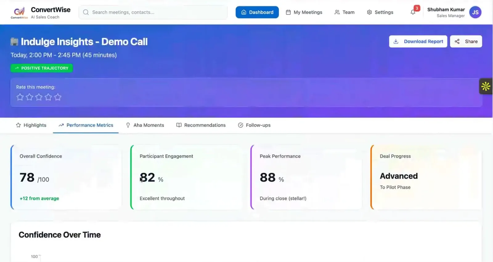 Nimitai AI-powered meeting outcome analysis with deal risk signals and next-step recommendations